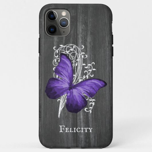Coques Case-Mate iPhone Papillon rustique violet Personnalisé (Dos)