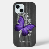 Coques Case-Mate iPhone Papillon rustique violet Personnalisé (Verso)