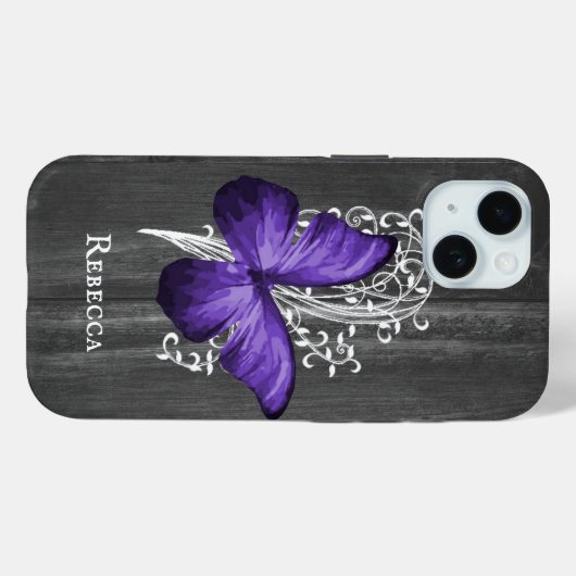 Coques Case-Mate iPhone Papillon rustique violet Personnalisé (Verso (horizontal))