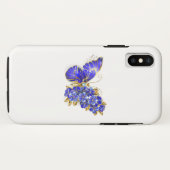 Coques Case-Mate iPhone Papillon saphir à fleurs (Dos (Horizontal))