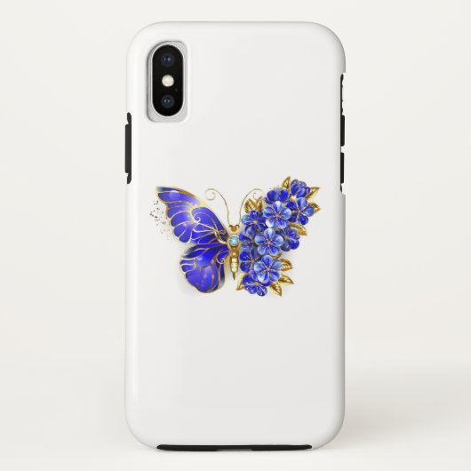 Coques Case-Mate iPhone Papillon saphir à fleurs (Dos)