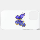 Coques Case-Mate iPhone Papillon saphir à fleurs (Verso (horizontal))