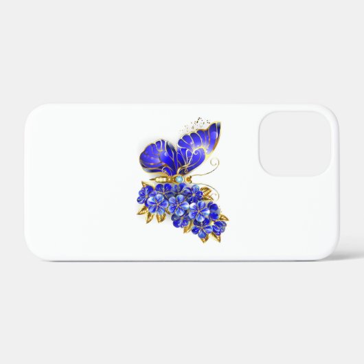 Coques Case-Mate iPhone Papillon saphir à fleurs (Verso (horizontal))