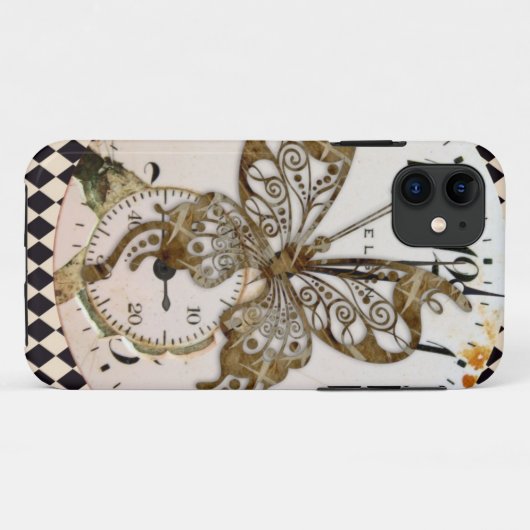 Coques Case-Mate iPhone Papillon Steampunk Round (Dos (Horizontal))