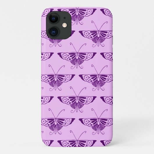 Coques Case-Mate iPhone Papillon stylisé Art Déco - violet et orchidée (Dos)
