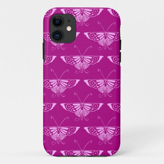 Coques Case-Mate iPhone Papillon stylisé Déco - magenta et rose (Dos)