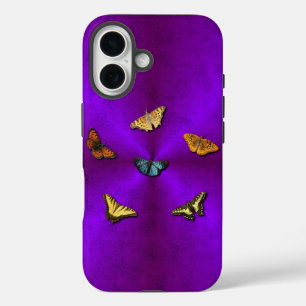 Coques iPhone 16 Papillon sur arc-en-ciel rose violet