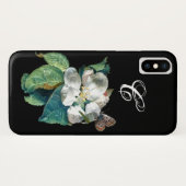COQUES Case-Mate iPhone PAPILLON SUR LA FLEUR BLANCHE , MONOGRAMME FLORAL (Dos (Horizontal))