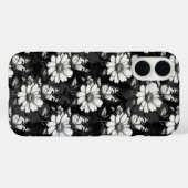 Coques Case-Mate iPhone Papillon sur Motif à fleurs - Noir (Verso (horizontal))