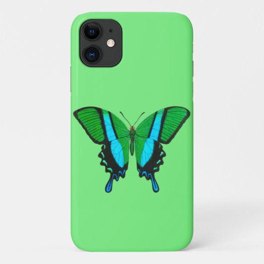Coques Case-Mate iPhone Papillon Swallowtail en vert, turquoise et noir (Dos)