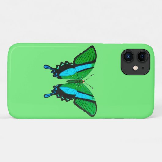Coques Case-Mate iPhone Papillon Swallowtail en vert, turquoise et noir (Dos (Horizontal))