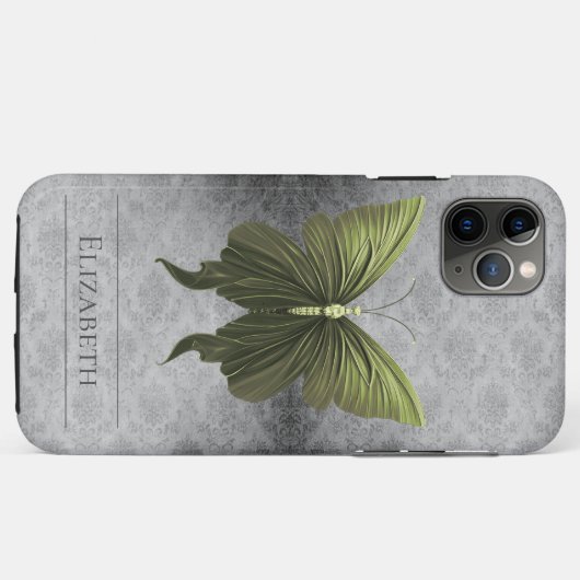 Coques Case-Mate iPhone Papillon vert à bijoux Damas (Dos (Horizontal))