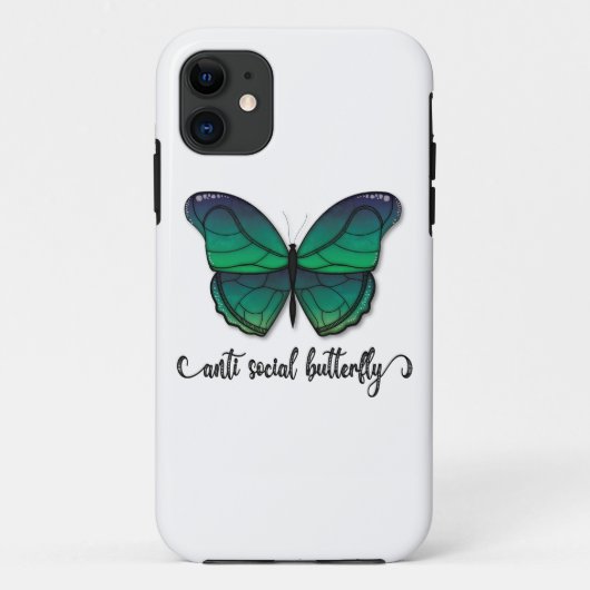 Coques Case-Mate iPhone Papillon vert anti-social (Dos)