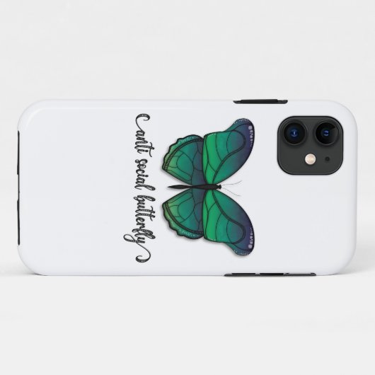 Coques Case-Mate iPhone Papillon vert anti-social (Dos (Horizontal))