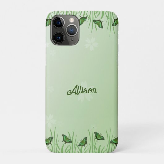 Coques Case-Mate iPhone Papillon vert sur vert clair - romantique (Dos)