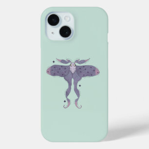 Coque Pour iPhone 15 Papillon Violet Fantaisiste avec Étincelles d'Étoi
