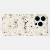 Coques Case-Mate iPhone Papillons à crème chic (Verso (horizontal))