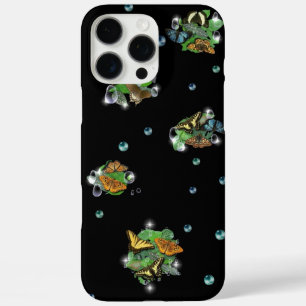 iPhone 16 Pro Max Case Papillons à feuilles Raindrops Stars et Perles