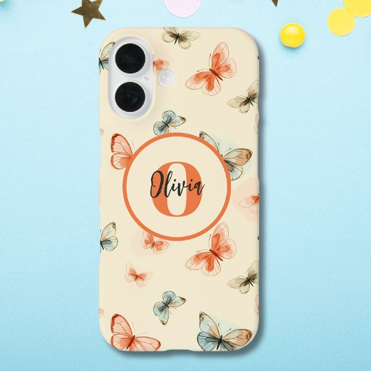 Coques Case-Mate iPhone Papillons aquarelle moderne Monogram