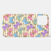 Coques Case-Mate iPhone Papillons Aquarelle Paillettes Dorées (Verso (horizontal))