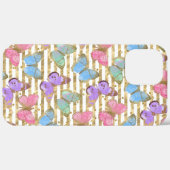 Coques Case-Mate iPhone Papillons Aquarelle Paillettes Dorées (Retour (horizontal))