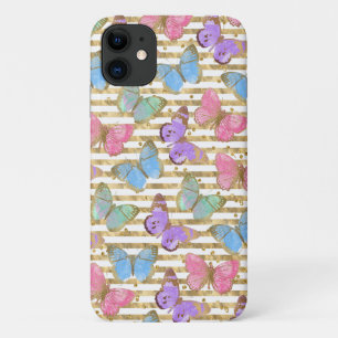 Case-Mate iPhone Case Papillons Aquarelle Paillettes Dorées