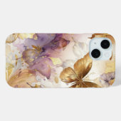 Coques Case-Mate iPhone Papillons aquarelle papillon violet et or (Verso (horizontal))