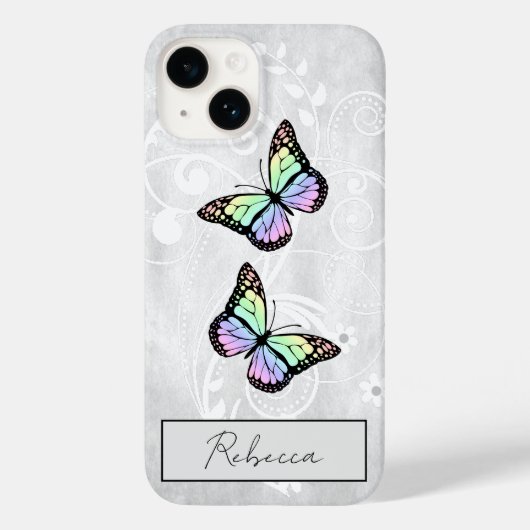 Coques Case-Mate iPhone Papillons Arc-en-ciel brillants (Verso)