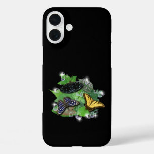 iPhone 16 Plus Case Papillons aux gouttes de pluie et aux étoiles