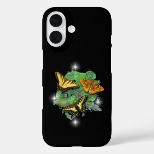 Coques iPhone 16 Papillons aux gouttes de pluie et aux étoiles