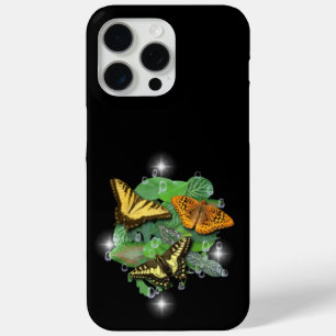 Coque iPhone 15 Pro Max Papillons avec Raindrops Feuille étoiles