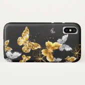 Coques Case-Mate iPhone Papillons blancs et dorés (Dos (Horizontal))
