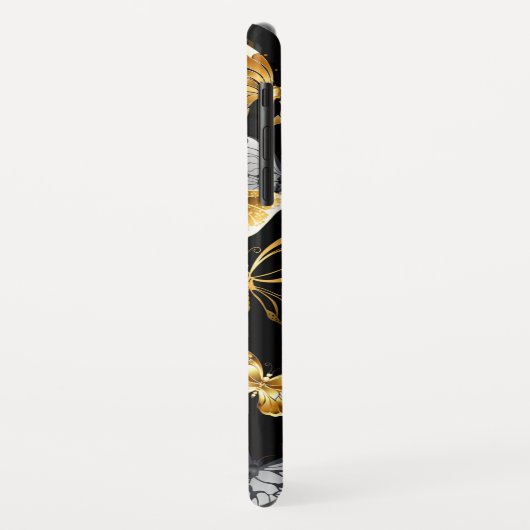 Coques Case-Mate iPhone Papillons blancs et dorés (Dos/Gauche)