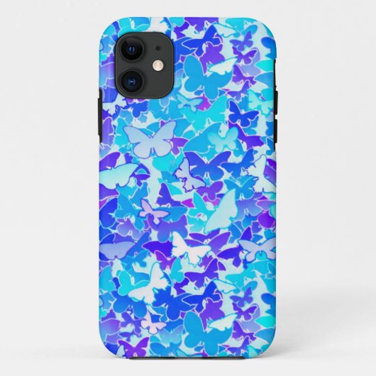 Coques Case-Mate iPhone Papillons, bleu, turquoise, lavande (Dos)
