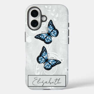 Coques iPhone 16 Papillons Bleus brillants