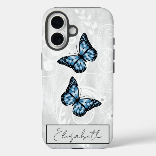 Coques Case-Mate iPhone Papillons Bleus brillants (Verso)