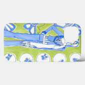 Coques Case-Mate iPhone Papillons Bleus Entourant Fille Glamour (Verso (horizontal))