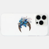 Coques Case-Mate iPhone Papillons bleus sur croissant en bois (Verso (horizontal))