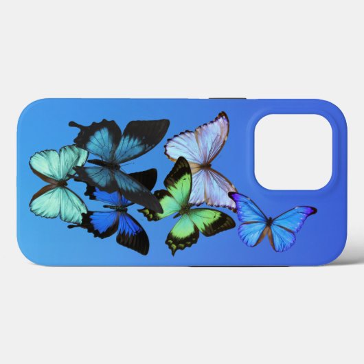 Coques Case-Mate iPhone Papillons chatoyants bleus (Verso (horizontal))