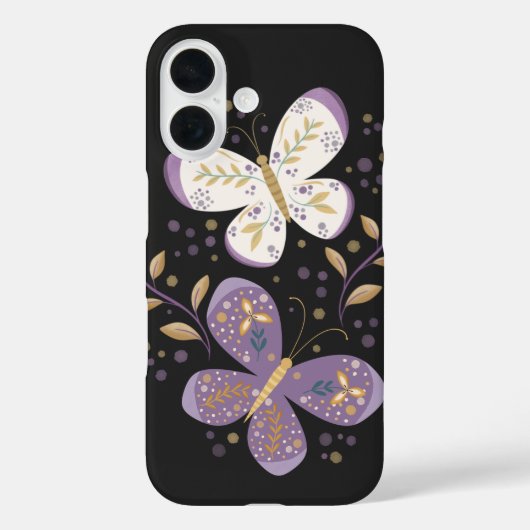 Coques Case-Mate iPhone Papillons d'améthyste et d'or (Verso)