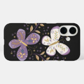 Coques Case-Mate iPhone Papillons d'améthyste et d'or (Verso (horizontal))