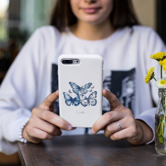 Coques Case-Mate iPhone Papillons dans Delft Blue, personnalisable