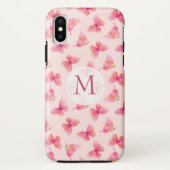 Coques Case-Mate iPhone Papillons d'aquarelle Monogram Blush (Dos)
