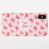 Coques Case-Mate iPhone Papillons d'aquarelle Monogram Blush (Dos (Horizontal))