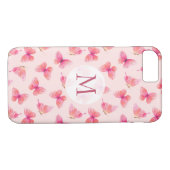 Coques Case-Mate iPhone Papillons d'aquarelle Monogram Blush (Dos (Horizontal))