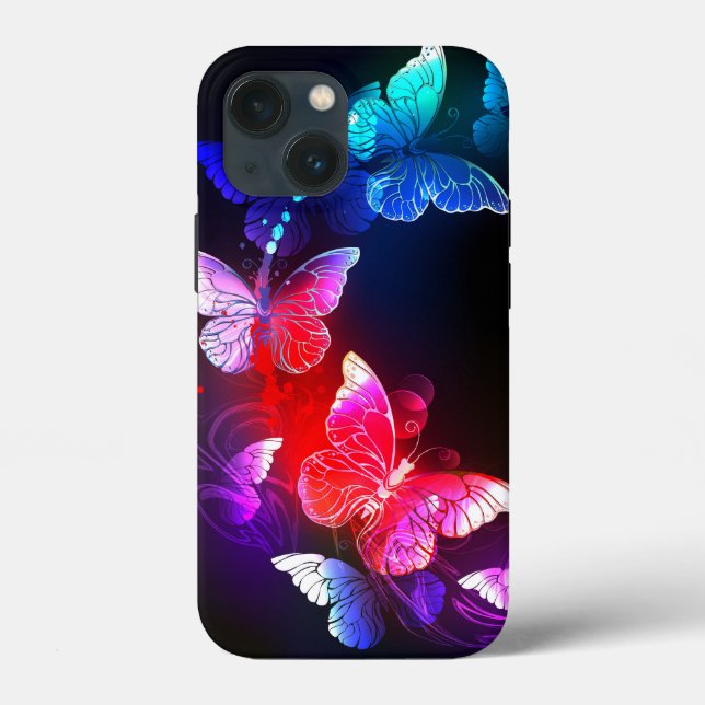 Coques Case-Mate iPhone Papillons de nuit Neon brillants sur arrière - pla (Verso)