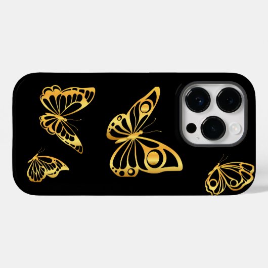 Coques Case-Mate iPhone Papillons d'or (Verso (horizontal))
