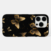 Coques Case-Mate iPhone Papillons d'or noir (Verso (horizontal))