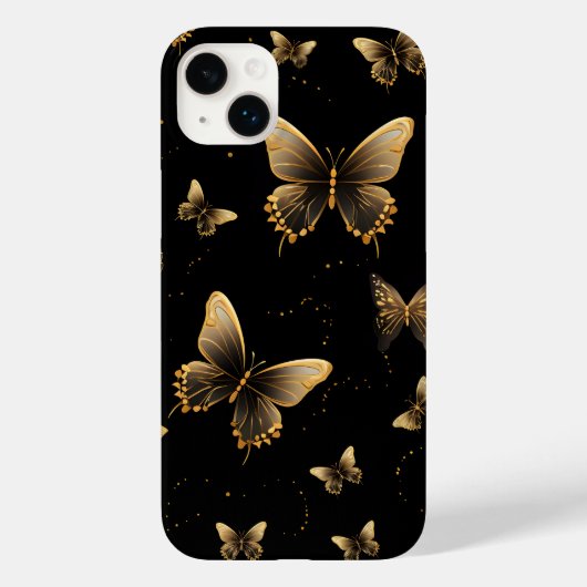 Coques Case-Mate iPhone Papillons d'or noir (Verso)
