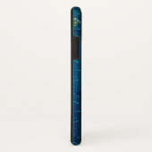 Coques Case-Mate iPhone Papillons d'or sur un Arrière - plan bleu (Dos/Droite)